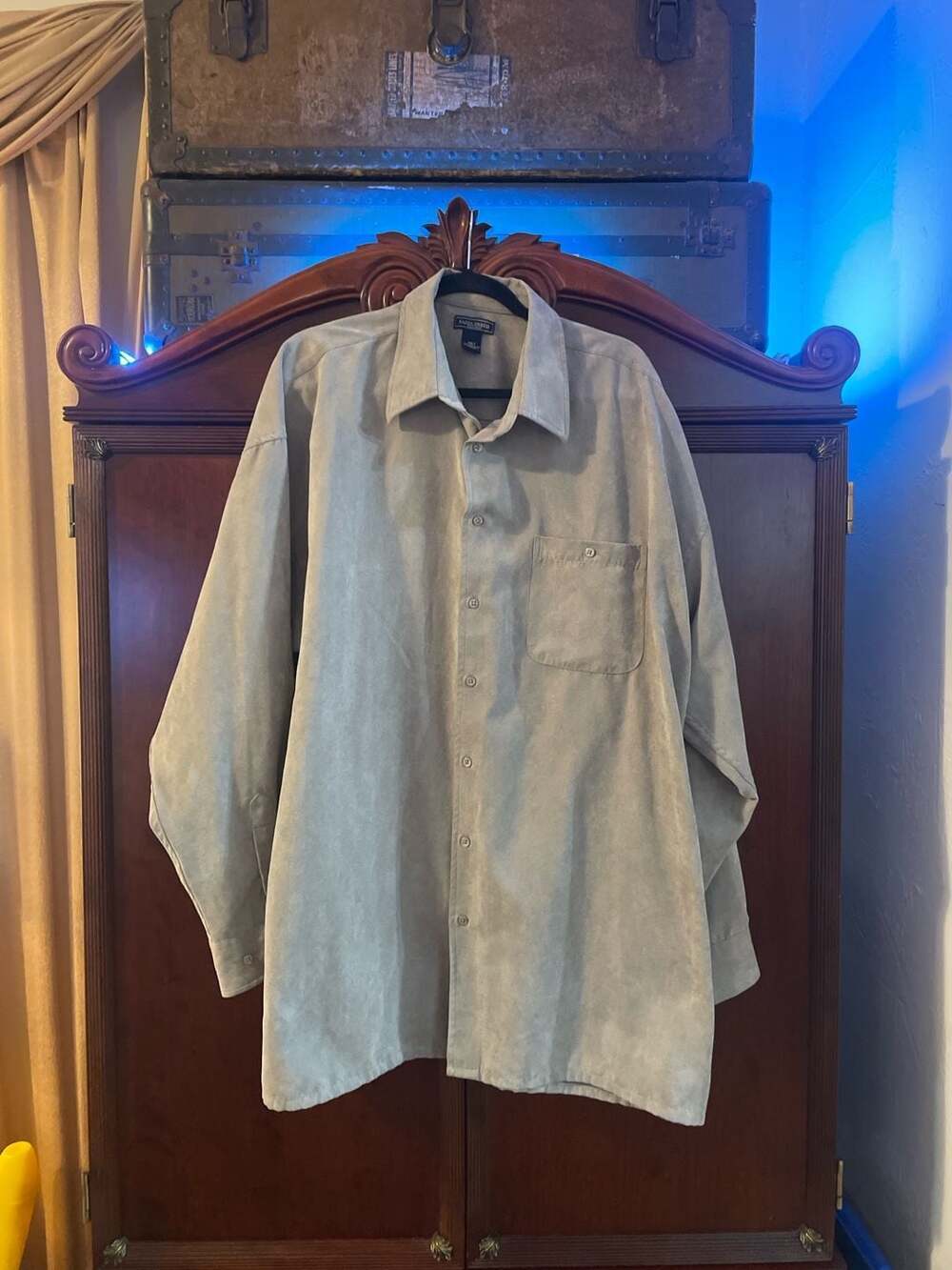 Saddlebred Tall Man Herringbone Textured Long Sleeve Button Down Shirt, Size 2XL